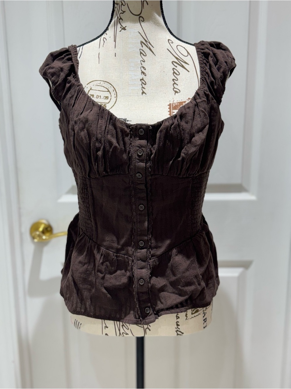 Hollister Brown Button-Front Peplum Camisole